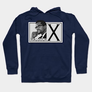 Malcolm X Portrait in Black & White Hoodie